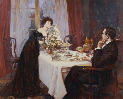 Het jubileum, ik hou van je tot het niveau van de meest stille behoefte van elke dag - Elizabeth Barrett Browning, 1909 door Albert Chevallier Tayler